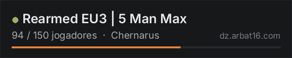 Rearmed EU3 | 5 Man Max na lista de servidores de DayZ da AR16