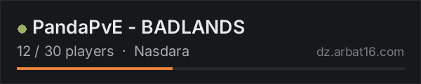 PandaPvE - BADLANDS on the AR16 DayZ server list
