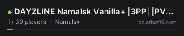 DAYZLINE Namalsk Vanilla+ |3PP| |PVP| |LASTWIPE 24.09 on the AR16 DayZ server list