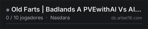 Old Farts | Badlands A PVEwithAI Vs AI Adventure na lista de servidores de DayZ da AR16