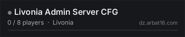 Livonia Admin Server CFG on the AR16 DayZ server list