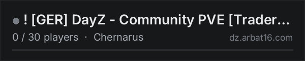 ! [GER] DayZ - Community PVE [Trader/500 Start/Banking] on the AR16 DayZ server list