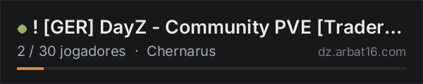 ! GER DayZ - Community PVE Trader/500 Start/Banking na lista de servidores de DayZ da AR16