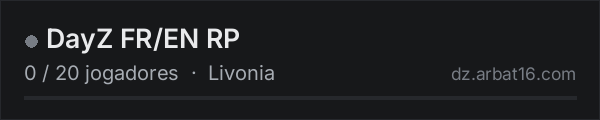 DayZ FR/EN RP na lista de servidores de DayZ da AR16