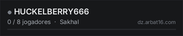 HUCKELBERRY666 na lista de servidores de DayZ da AR16