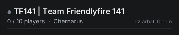 TF141 | Team Friendlyfire 141 on the AR16 DayZ server list