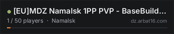[EU]MDZ Namalsk 1PP PVP - BaseBuilding & Territory - Events - S on the AR16 DayZ server list