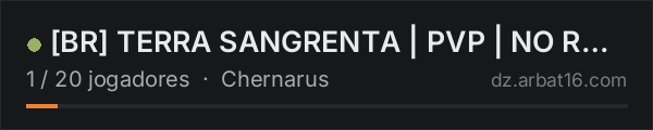 [BR] TERRA SANGRENTA | PVP | NO RAID | MODD | TRADE | NO BOTS na lista de servidores de DayZ da AR16