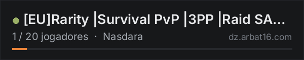 [EU]Rarity |Survival PvP |3PP |Raid SA |Under Construction na lista de servidores de DayZ da AR16