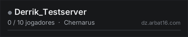 Derrik_Testserver na lista de servidores de DayZ da AR16