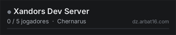 Xandors Dev Server na lista de servidores de DayZ da AR16