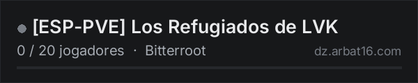 [ESP-PVE] Los Refugiados de LVK na lista de servidores de DayZ da AR16