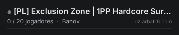 [PL] Exclusion Zone | 1PP Hardcore Survival | FRESH WIPE 21.07. na lista de servidores de DayZ da AR16