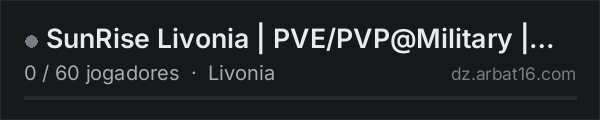 SunRise Livonia | PVE/PVP@Military | Explore the map! na lista de servidores de DayZ da AR16