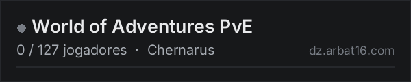 World of Adventures PvE na lista de servidores de DayZ da AR16