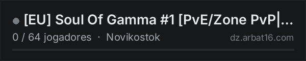 [EU] Soul Of Gamma #1 [PvE/Zone PvP|Custom Gun|Custom Outfit| na lista de servidores de DayZ da AR16