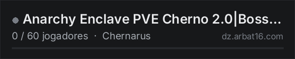 Anarchy Enclave PVE Cherno 2.0|Boss Arena|Power Suits|Dinos na lista de servidores de DayZ da AR16