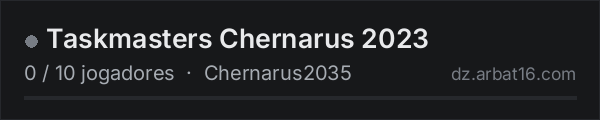 Taskmasters Chernarus 2023 na lista de servidores de DayZ da AR16