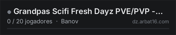 Grandpas Scifi Fresh Dayz PVE/PVP - By Pingperfect.com na lista de servidores de DayZ da AR16