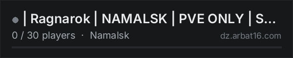 | Ragnarok | NAMALSK | PVE ONLY | SURVIVAL on the AR16 DayZ server list
