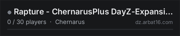 Rapture - ChernarusPlus DayZ-Expansion on the AR16 DayZ server list