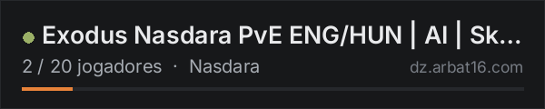 Exodus Nasdara PvE ENG/HUN | AI | Skills na lista de servidores de DayZ da AR16