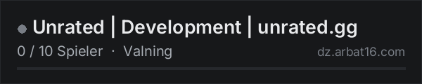 Unrated | Development | unrated.gg in der DayZ-Serverliste von AR16