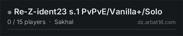 Re-Z-ident23 s.1 PvPvE/Vanilla+/Solo on the AR16 DayZ server list