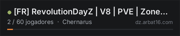 FR RevolutionDayZ | V8 | PVE | Zone PVP | FUN na lista de servidores de DayZ da AR16