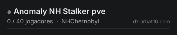 Anomaly NH Stalker pve na lista de servidores de DayZ da AR16