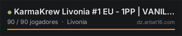 KarmaKrew Livonia #1 EU - 1PP | VANILLA + MODS na lista de servidores de DayZ da AR16