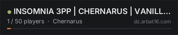 INSOMNIA 3PP | CHERNARUS | VANILLA | WIPE 15.10 on the AR16 DayZ server list