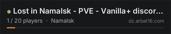 Lost in Namalsk - PVE - Vanilla+ discord.gg/gQrAsGNjrr on the AR16 DayZ server list