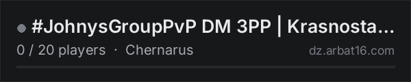 #JohnysGroupPvP DM 3PP | Krasnostav | Tapper | FastMove on the AR16 DayZ server list