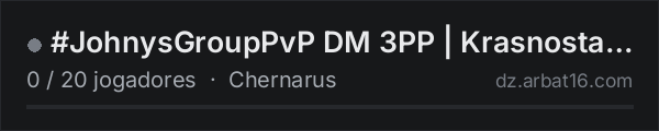 #JohnysGroupPvP DM 3PP | Krasnostav | Tapper | FastMove na lista de servidores de DayZ da AR16