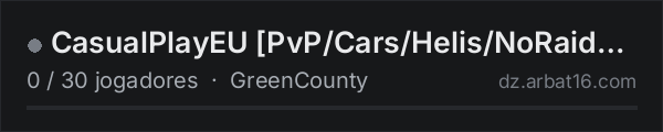 CasualPlayEU [PvP/Cars/Helis/NoRaid&NoWipe/Traders/KI/Quests/Ai na lista de servidores de DayZ da AR16