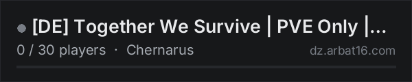 [DE] Together We Survive | PVE Only | Modded | Anfängerfreundl on the AR16 DayZ server list