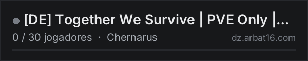 DE Together We Survive | PVE Only | Modded | Anfängerfreundl na lista de servidores de DayZ da AR16