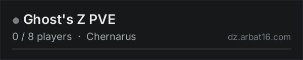 Ghost's Z PVE on the AR16 DayZ server list