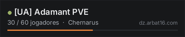 [UA] Adamant PVE na lista de servidores de DayZ da AR16