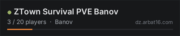ZTown Survival PVE Banov on the AR16 DayZ server list