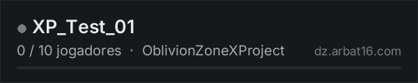 XP_Test_01 na lista de servidores de DayZ da AR16