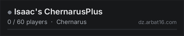 Isaac's ChernarusPlus on the AR16 DayZ server list