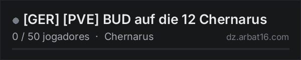 GER PVE BUD auf die 12 Chernarus na lista de servidores de DayZ da AR16