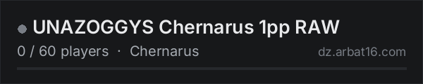 UNAZOGGYS Chernarus 1pp RAW on the AR16 DayZ server list