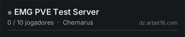 EMG PVE Test Server na lista de servidores de DayZ da AR16