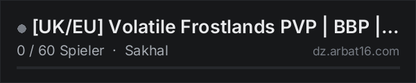 [UK/EU] Volatile Frostlands PVP | BBP | Ai | Vanilla ++ in der DayZ-Serverliste von AR16