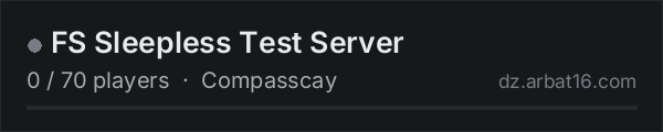 FS Sleepless Test Server on the AR16 DayZ server list