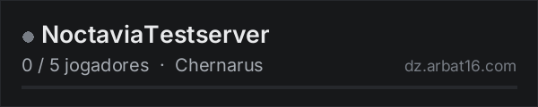 NoctaviaTestserver na lista de servidores de DayZ da AR16