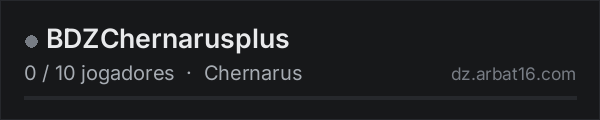 BDZChernarusplus na lista de servidores de DayZ da AR16